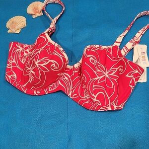Freya Red and White Floral Bikini Top